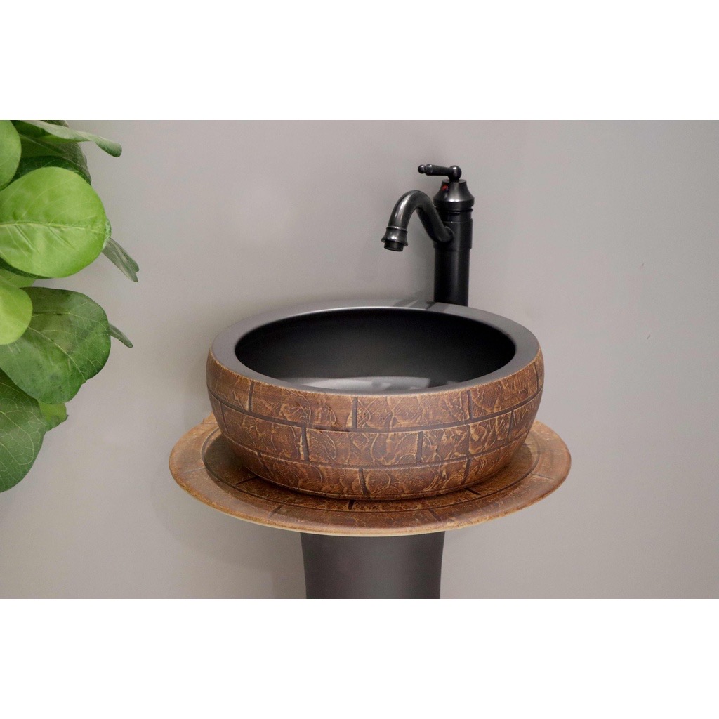 Chậu sứ mỹ thuật - lavabo chân cổ điển