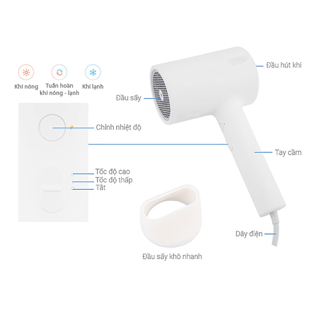 Máy sấy tóc Xiaomi Mi Ionic Hair Dryer H300 EU - Hàng Chính Hãng Digiworld