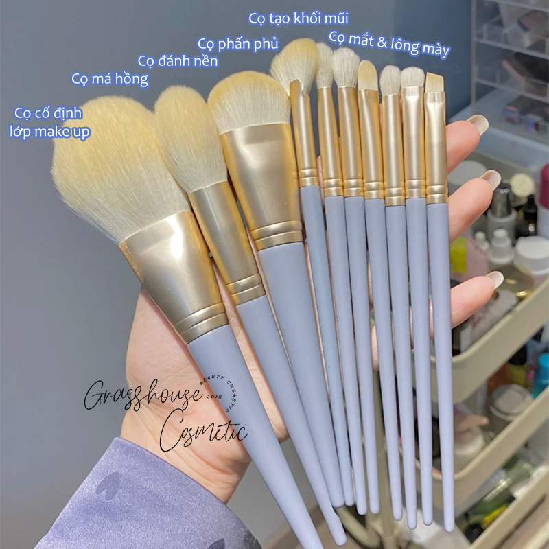 Bộ Cọ Trang Điểm make up 9/ 10 / 12 Cây có kèm bóp đựng cọ tiện dụng chuyên nghiệp