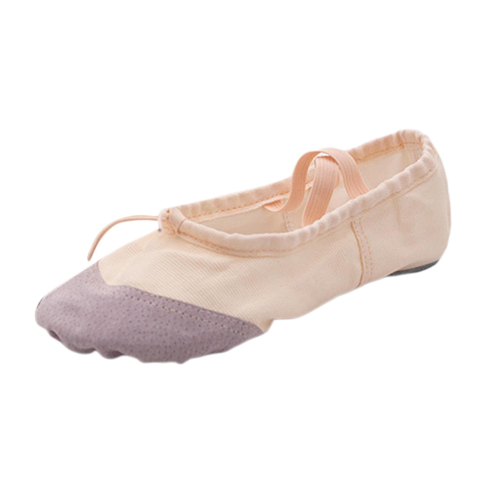 Women Ballet Shoes Ballerina Shoes Closed Toe Professional Soft Sole Low Heel Canvas Dance Shoes Flats for Gymnastic Ballet Practice Adults