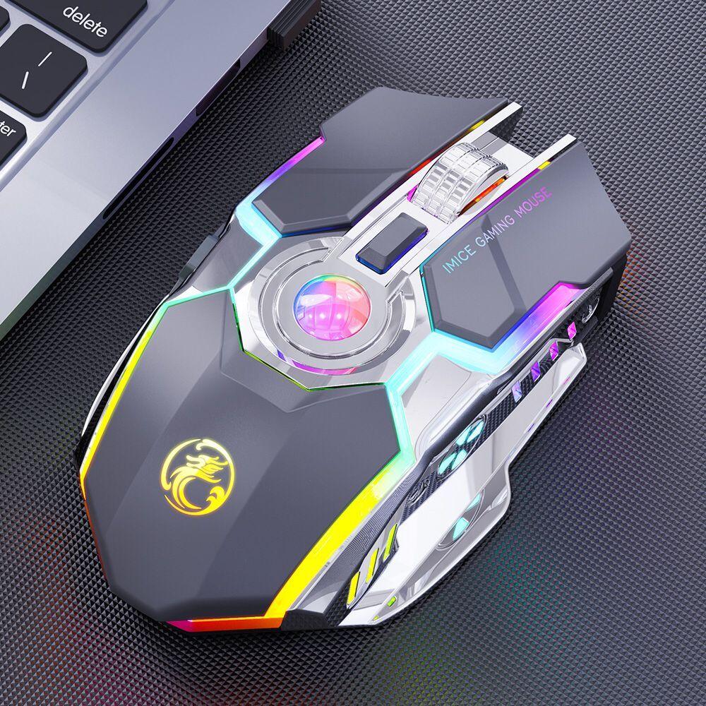 RGB Chuột Không Dây Chơi Game Chuột Game Thủ Máy Tính Im Lặng Sạc USB Mause 7 Phím LED Backlit Chuột Cho Máy Tính Laptop trò Chơi