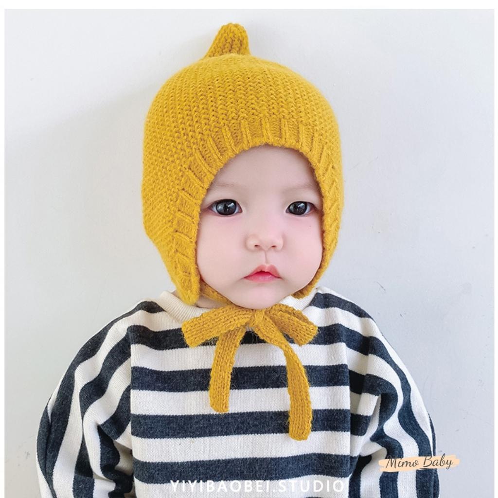 Mũ nón len mùa đông buộc dây chóp nhọn đáng yêu cho bé ML209 Mimo Baby