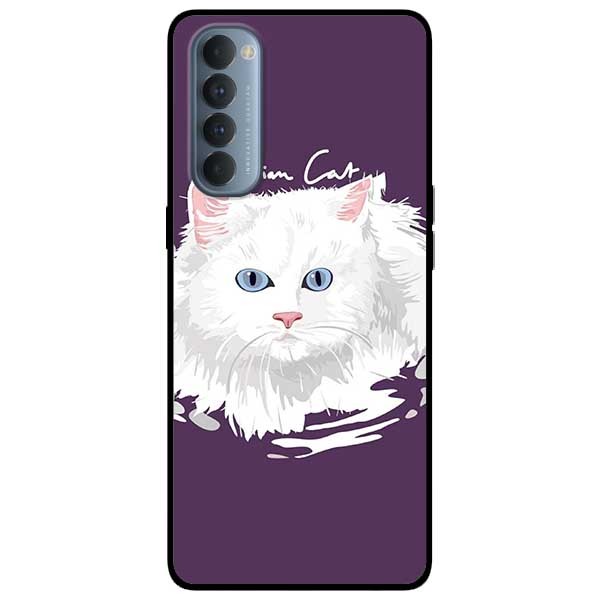 Ốp lưng dành cho Reno 4 Pro mẫu Mèo Trắng Tím