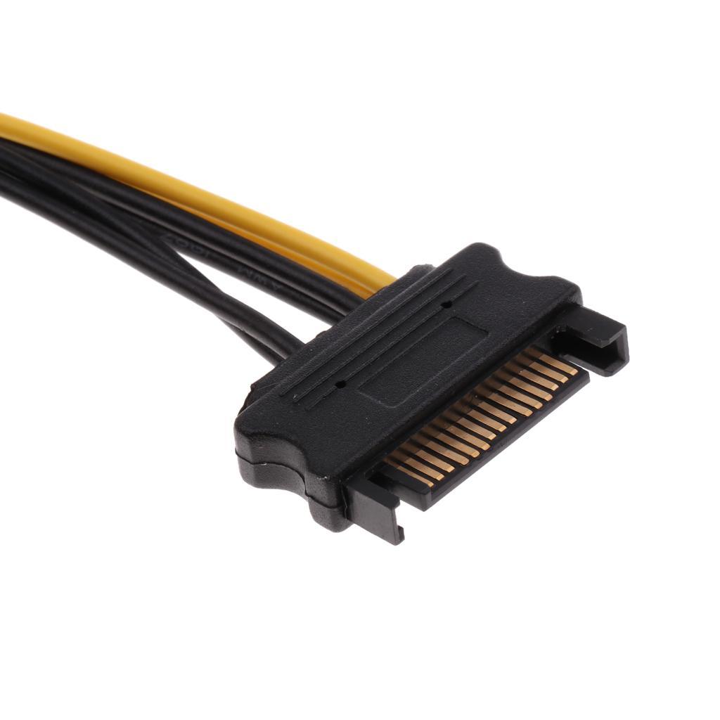 Dual SATA 15P Male To 8P+SATA 15p to p PCI-E Express Cable Adapter