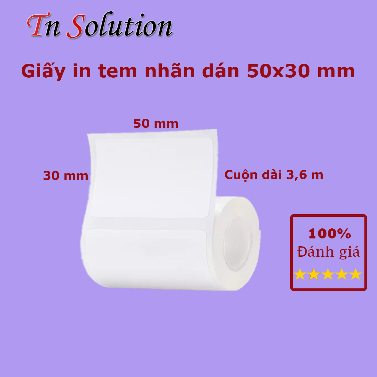 Giấy in nhiệt tem nhãn 50x30mm  cuộn nhỏ dành cho máy in cầm tay ( 5 cuộn giấy)