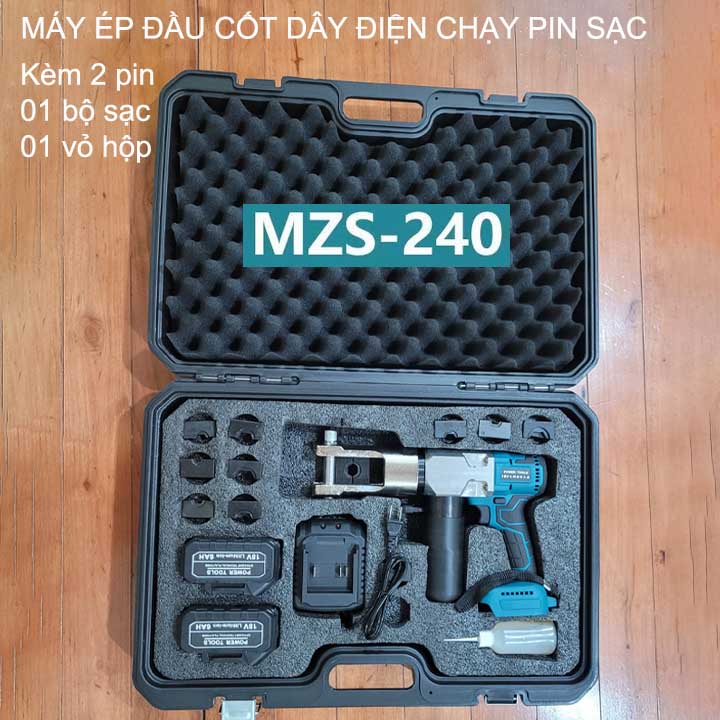 Máy ép đầu cốt dây điện từ 10-240mm2 kèm 2 pin sạc và có hộp nhựa