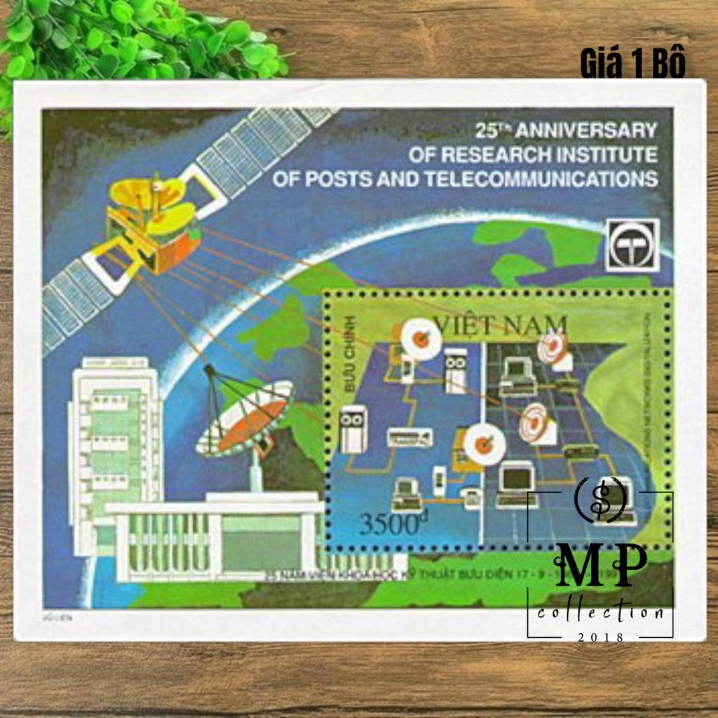 Bộ 1 con và Bloc tem 25 năm viện khoa học kỹ thuật bưu điện