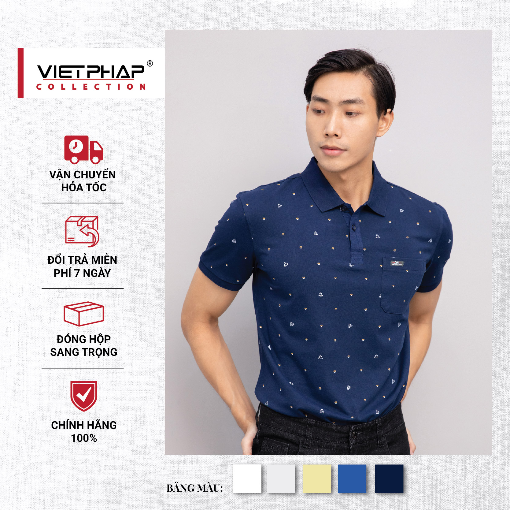 Áo Thun Polo Nam Trung Niên Tay Ngắn Có Túi Cao Cấp 30094 Việt Pháp