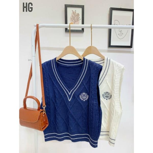 Áo len gile nữ - Viền cổ , mac ngực - hàng Quảng châu