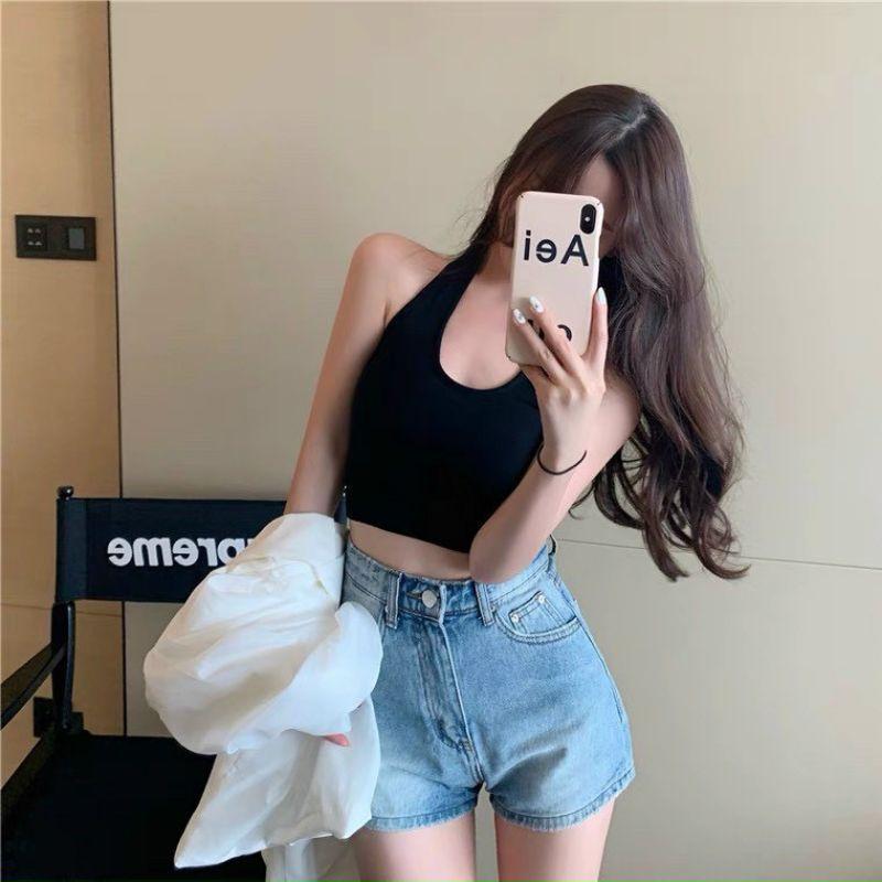( hàng có sẵn) Áo croptop cổ yếm thun gân