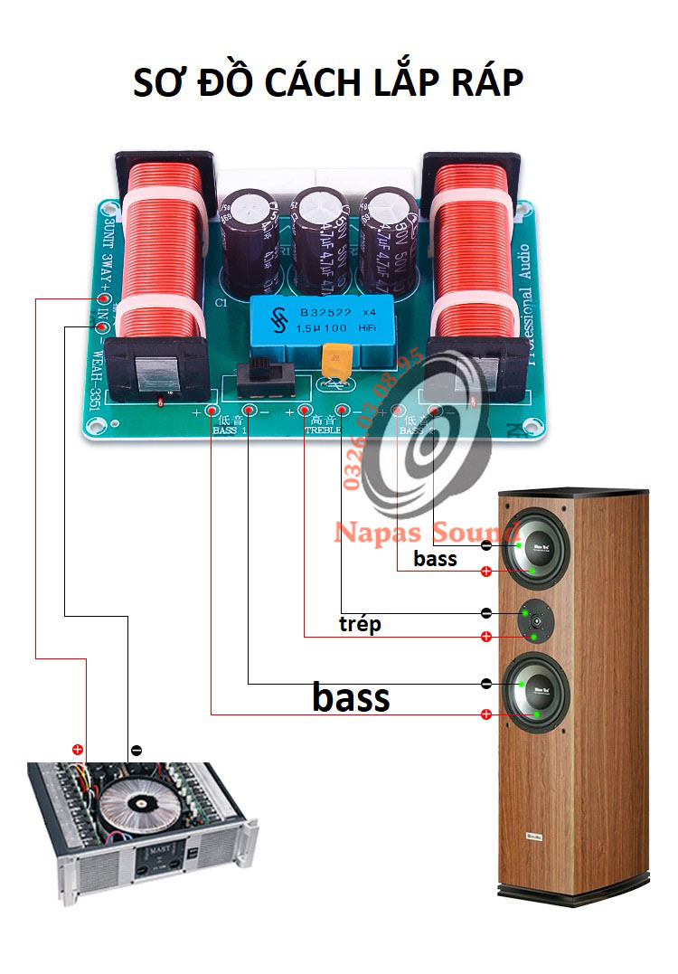 PHÂN TẦN 3 LOA 2 BASS 1 TRÉP WEAH3351 - GIÁ 1 MẠCH - MẠCH PHÂN TẦN FUL ĐÔI - MẠCH PHÂN TẦN 2 BASS