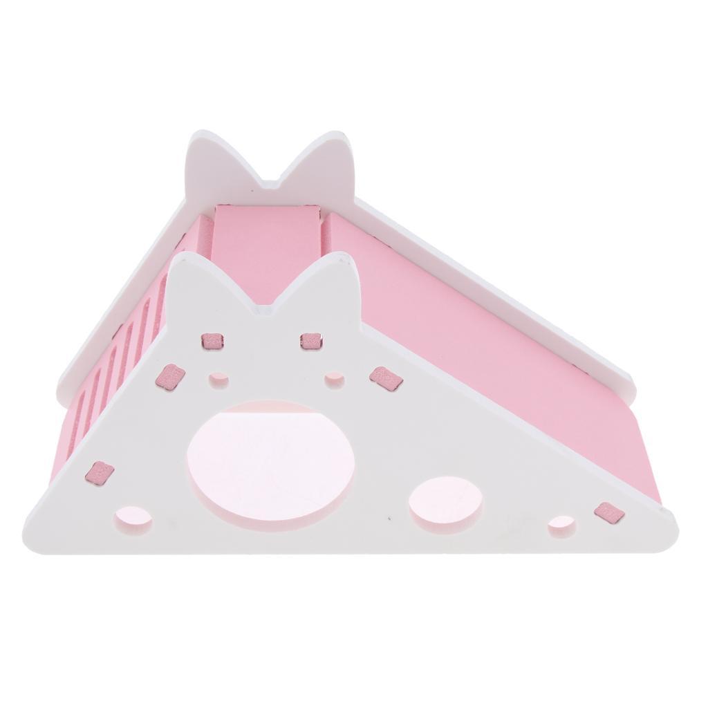 2 Pcs Hamster Chinchilla Gerbil Ladder Cage Villa,Wood Nest House,Pink&Blue