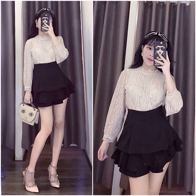 CHÂN VÁY TIỂU THƯ - Chân Váy Xoè 3 Tầng DÁNG NGẮN