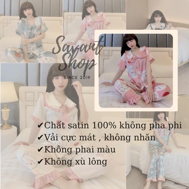 Mẫu Mới Về ️ Pijama Cổ Bèo Thắt Nơ Tiểu Thư Đáng Yêu ️ Kèm Clip