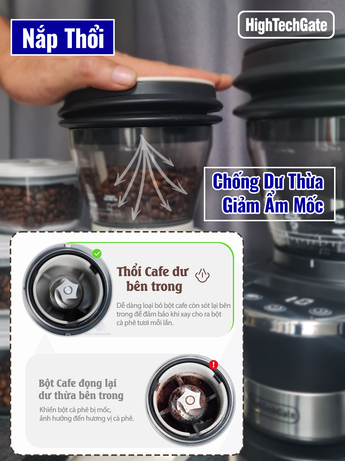 Máy Xay Cà Phê G68 Xay Hạt Cafe, 34 Cấp Xay, 3 in 1, Mọi Loại Tay Cầm, Chống Vón Cục Tĩnh Điện, Hàng Chính Hãng