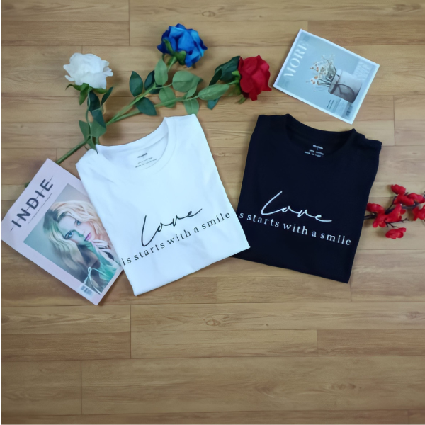 Áo Thun Nữ Đẹp Màu Trắng - Đen, Chất Liệu Thun Cotton Dày Mịn Thoáng Mát, Thấm Hút Mồ Hôi Tốt, Mã LOV001