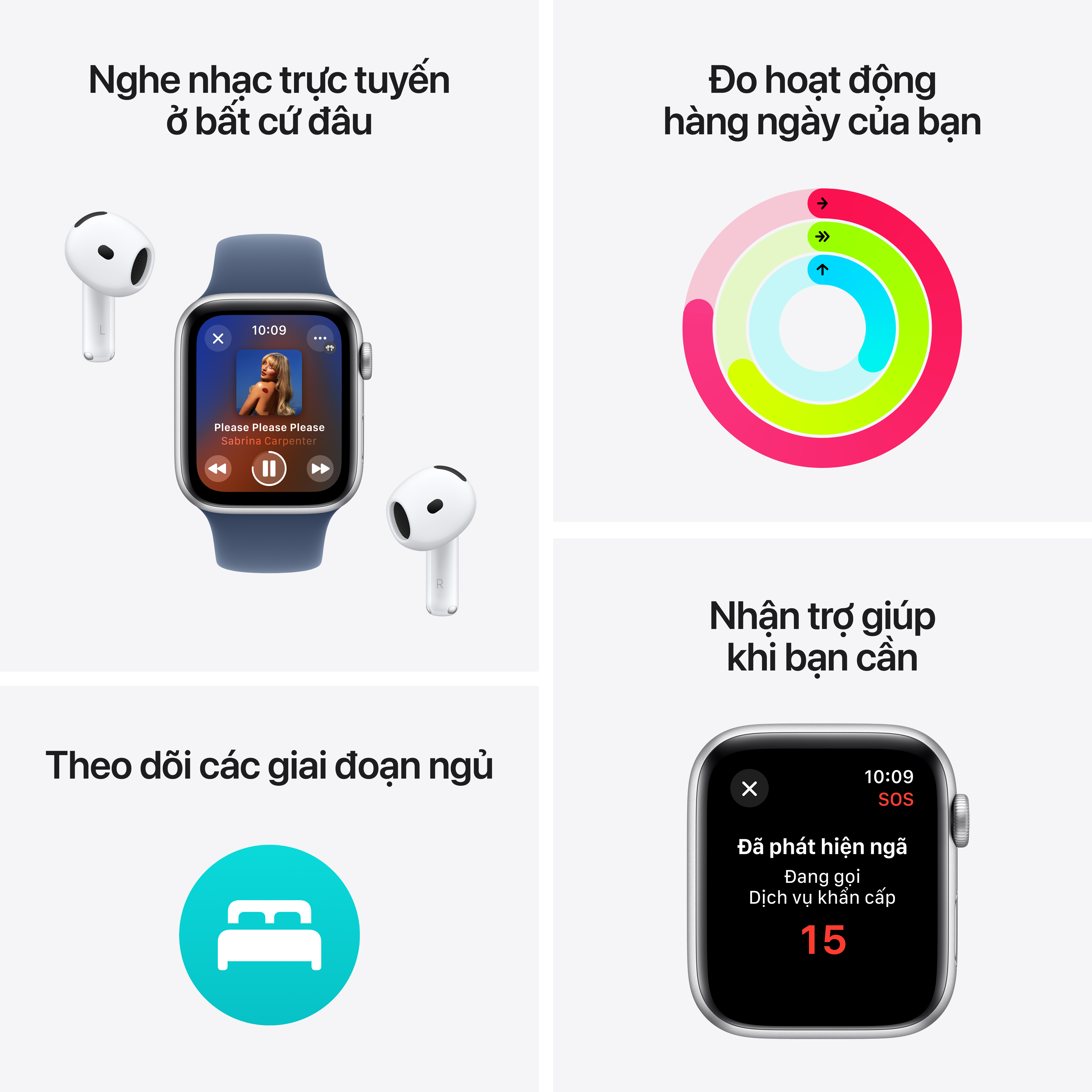Apple Watch SE 2024 GPS (Viền nhôm, dây cao su)