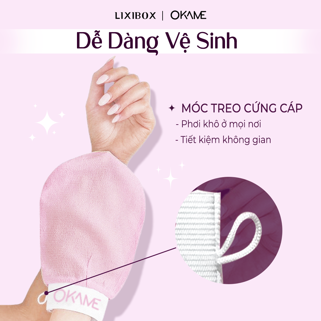 Bao Tay Lụa Tẩy Da Chết Ngừa Mụn Lưng Okame Natural Fiber Exfoliating Glove