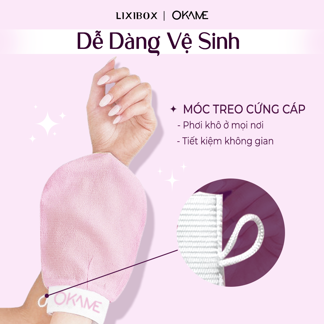 Bao Tay Lụa Tẩy Da Chết Ngừa Mụn Lưng Okame