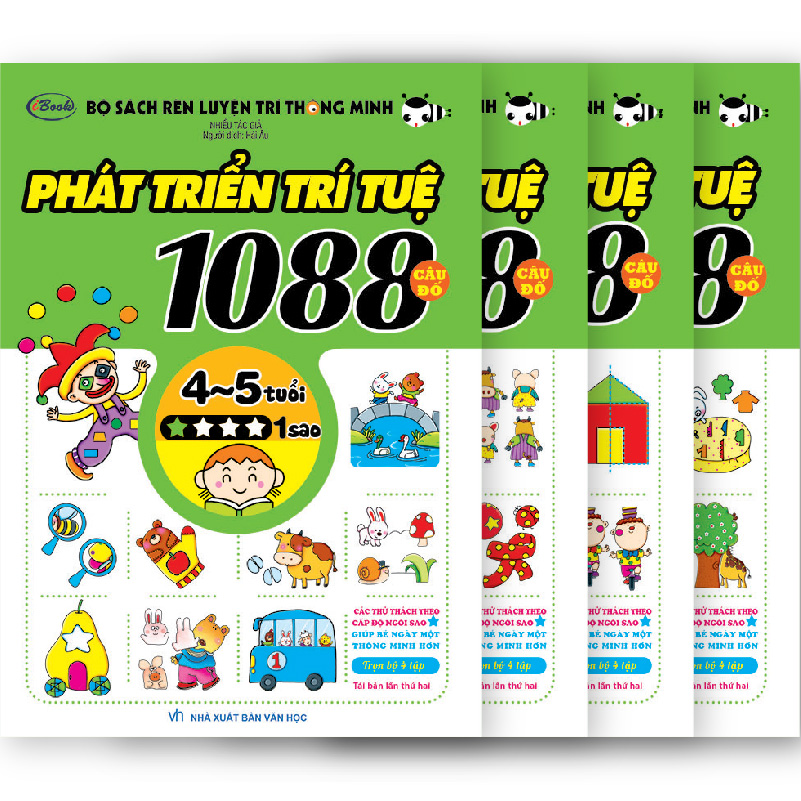 Combo 4 Cuốn 1088 Câu Đố Phát Triển Trí Tuệ Cho Bé 4-5 Tuổi