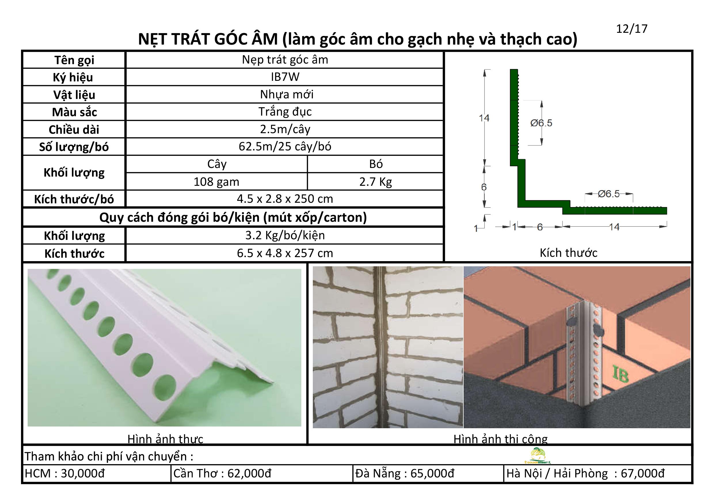 NẸP TRÁT GÓC ÂM IB-7W