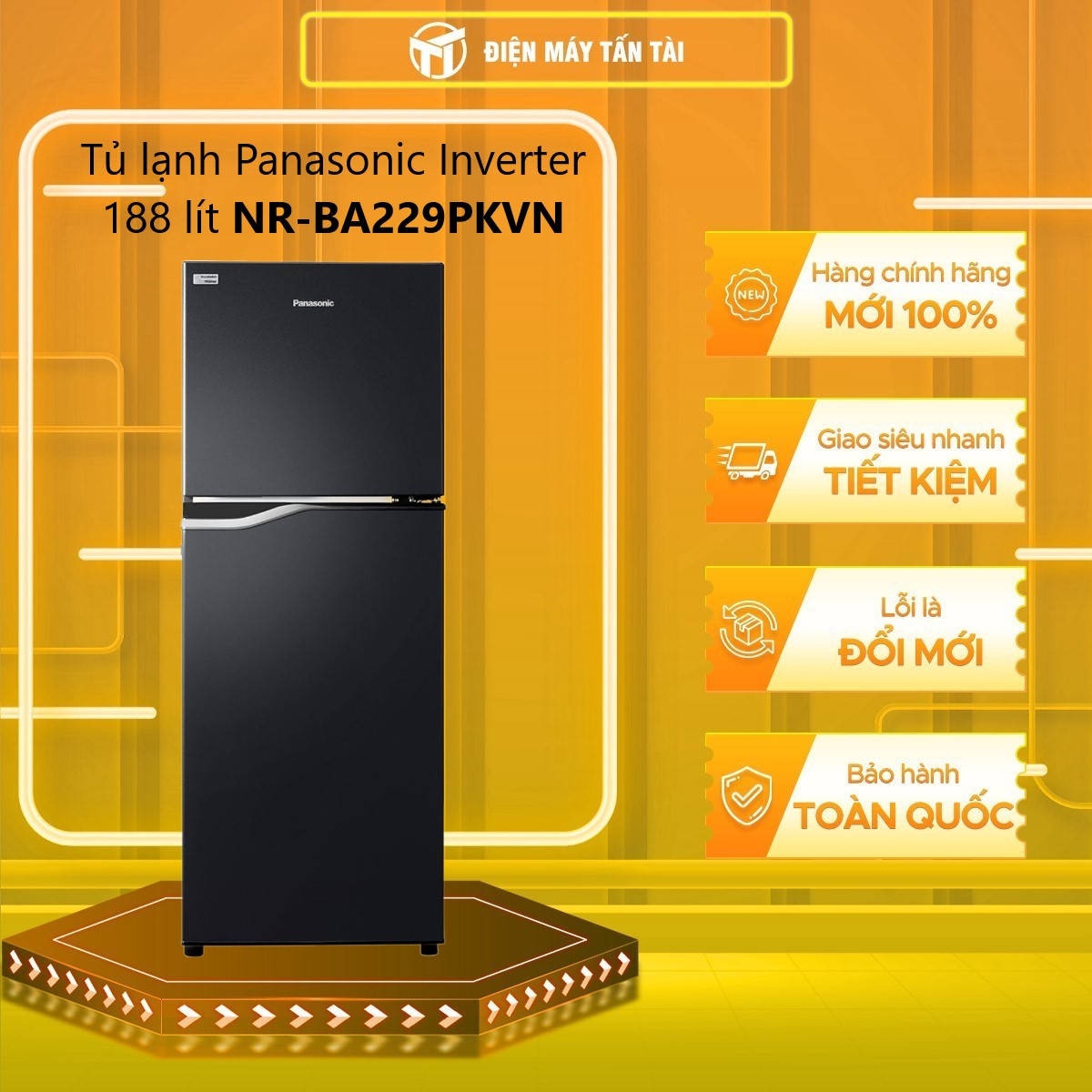 Tủ lạnh Inverter Panasonic NR-BA229PKVN (188L) - Hàng chính hãng - Giao HCM và 1 số tỉnh thành