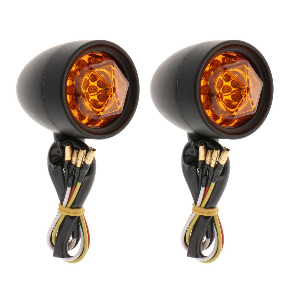 2x Motorcycle Scooter Amber Turn Signals Blinker Indicator Lights 12V Black