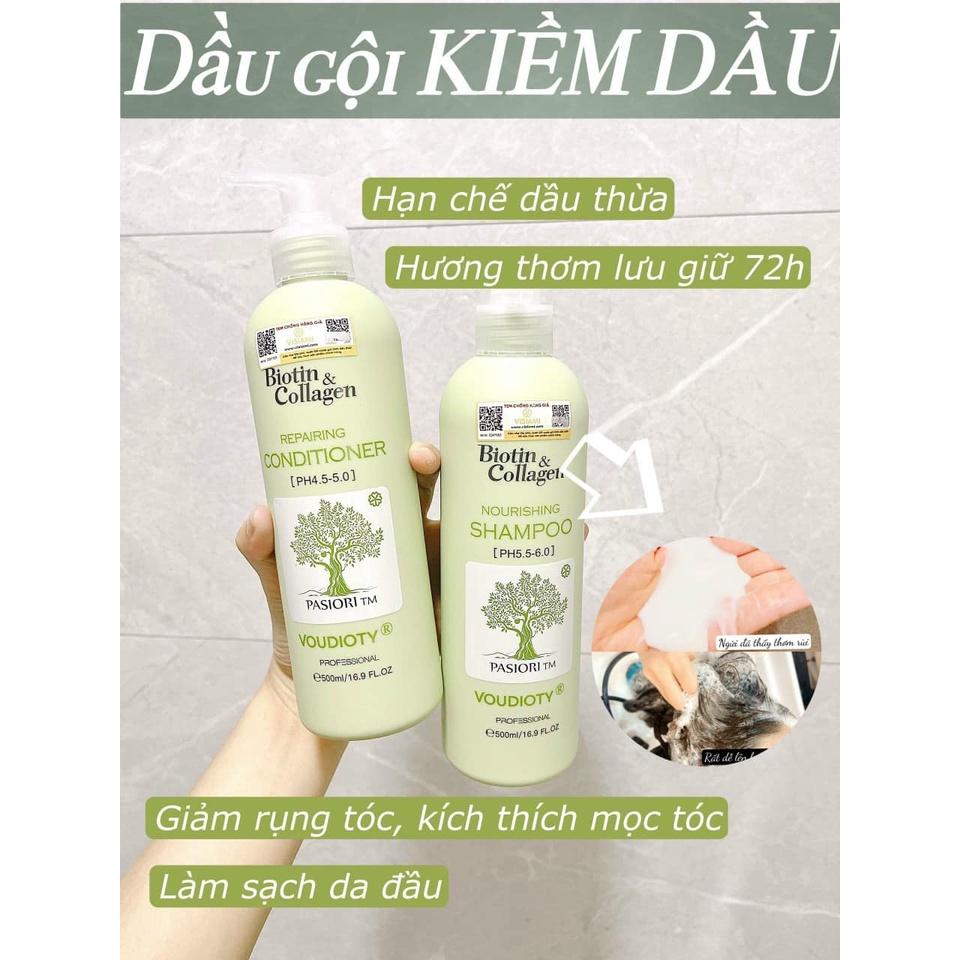 Dầu gội xả ngăn gàu Biotin Collagen Voudioty xanh dương 1000ml