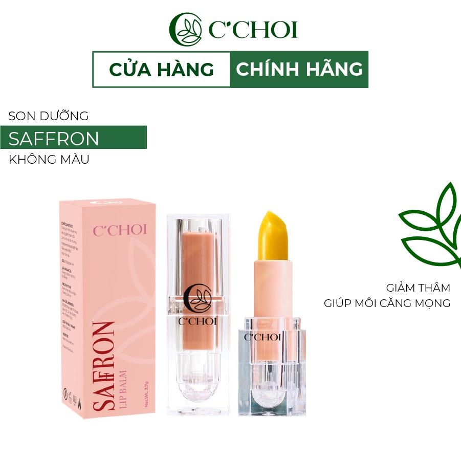 Son Dưỡng Môi Không Màu SAFFRON C'CHOI Nhuỵ Hoa Nghệ Tây Giúp Môi Giảm Thâm Căng Mọng Dạng Thỏi 4g