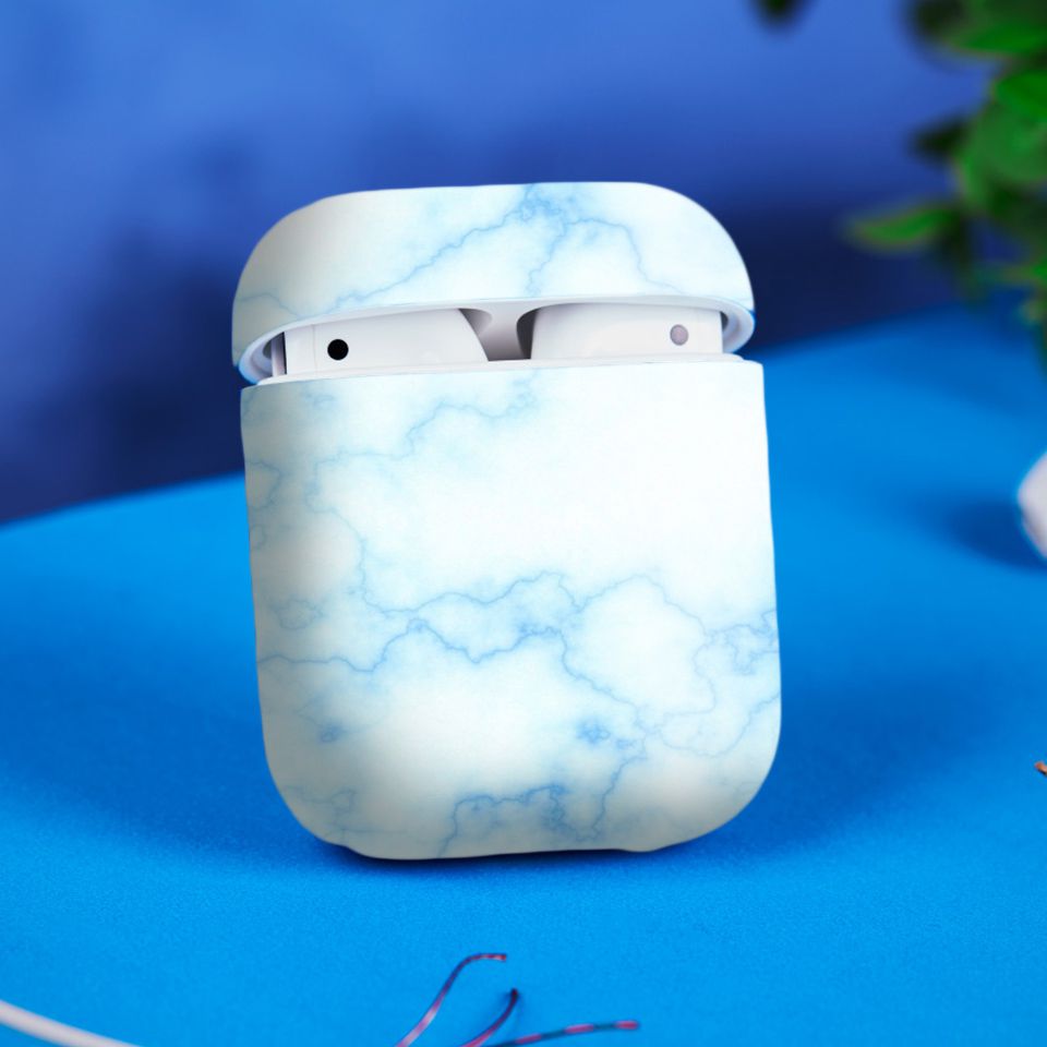 Miếng dán skin chống bẩn cho tai nghe AirPods in hình Đá xanh - dah001 (bản không dây 1 và 2