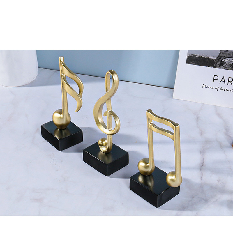 Mô hình 3 nốt nhạc, khoá sol mạ đồng bàn làm việc decor trang trí nhà cửa - Hàng chính hãng