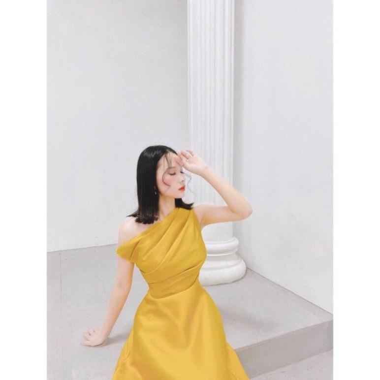 ĐẦM XOÈ CHÉO VAI LỤA TAFFETA CAO CẤP - SIZE M/L ĐẾN 57KG - MS222V MMR