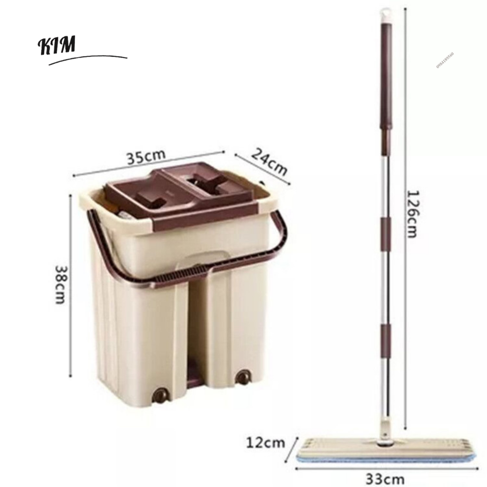 Chổi Lau Nhà - Cây Lau Nhà Tự Vắt – Xoay 360 Độ Thông Minh Kèm Thùng Vắt 2 Ngăn Size Lớn Bh-M1 [ Tặng Kèm 1 Bông Lau Nhà ] - Loại Tốt