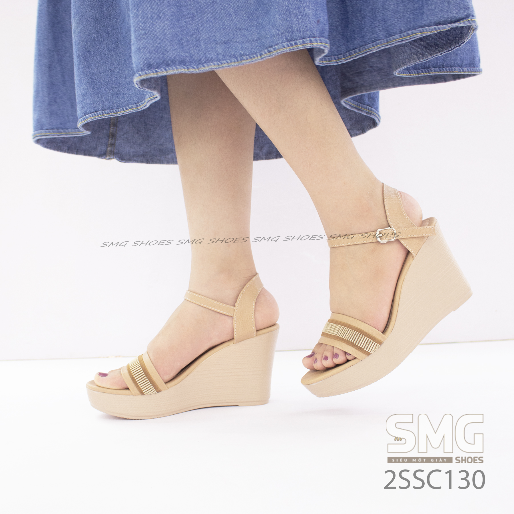 Sandal đế xuồng 9p nhẹ, êm quai ngang phối dây dù