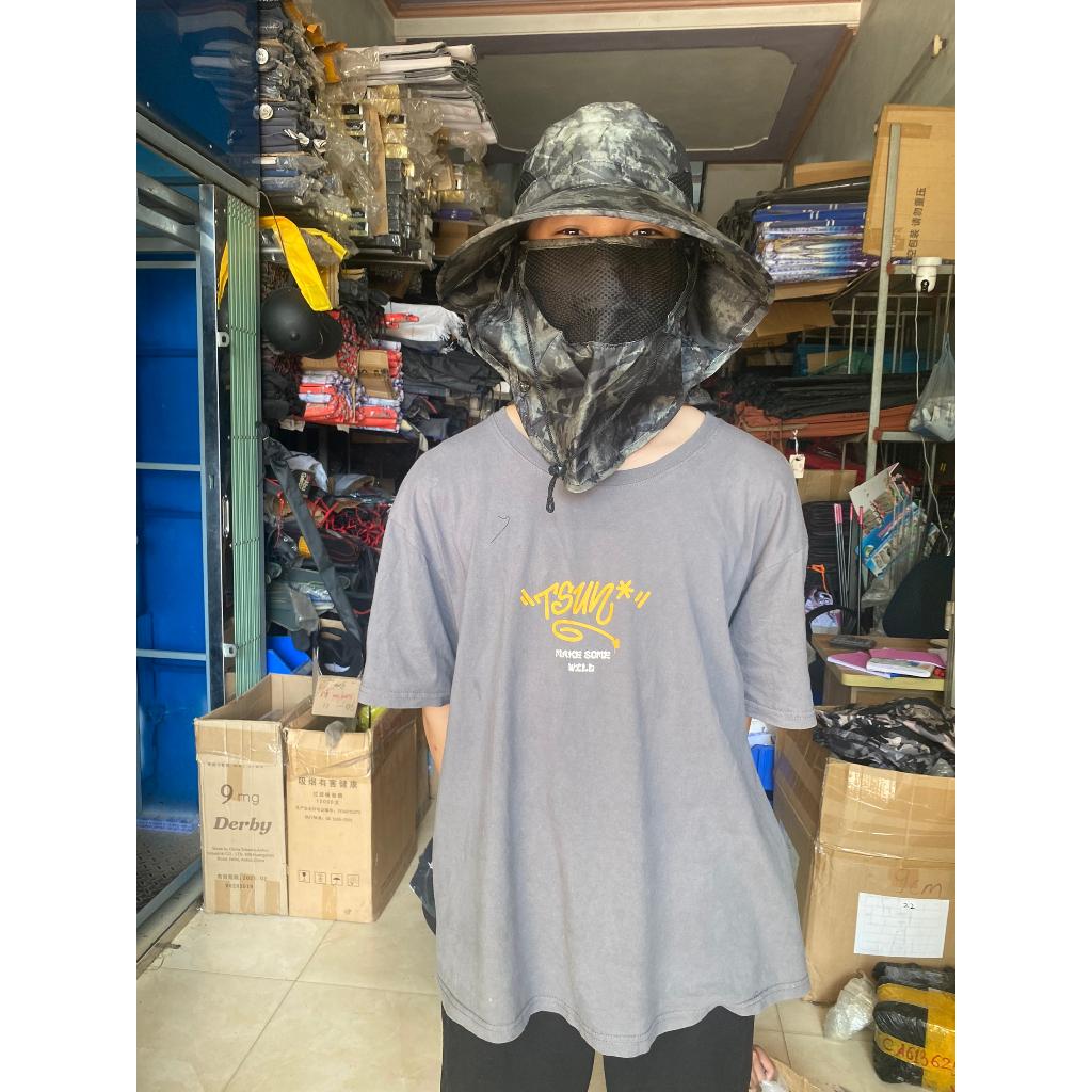 Mũ câu cá - Mũ chống nắng vành rộng - Nón đi nắng - Mũ chống nắng đi câu kèm khăn che gáy vải gió có thể tháo rời