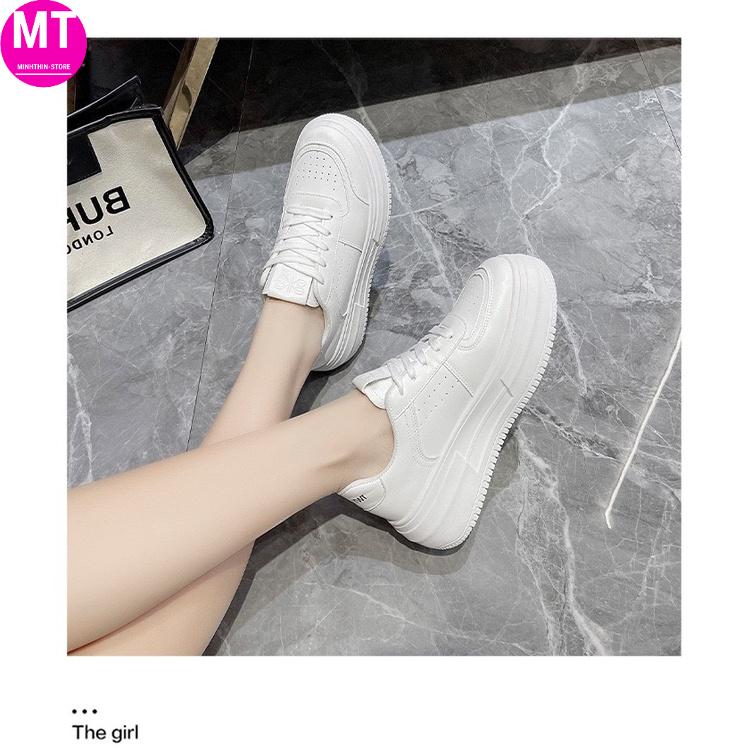 Giày thể thao đế độn nữ full trắng 2022 , giày sneaker nữ trắng full trắng G29