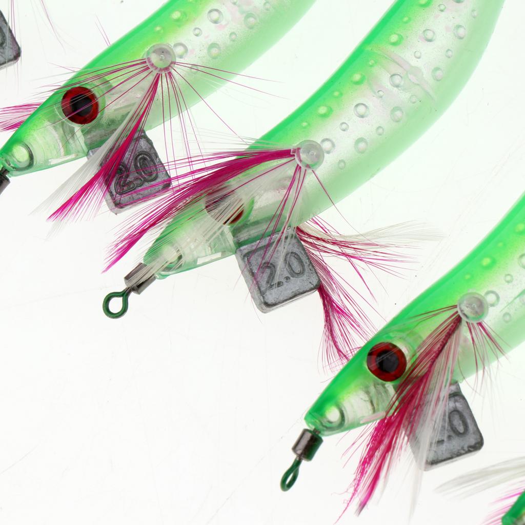 5pcs Luminous Squid Jigs Saltwater Fishing Lures Octopus Squid Hooks