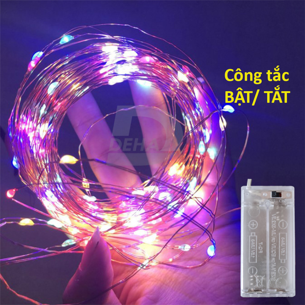 Dây đèn led đom đóm trang trí pin không nháy tiểu dây bóng đèn fairy light cao cấp, tinh tế sang trọng decor phòng, du lịch, lều trại, luôn sáng - Chính hãng DEHA