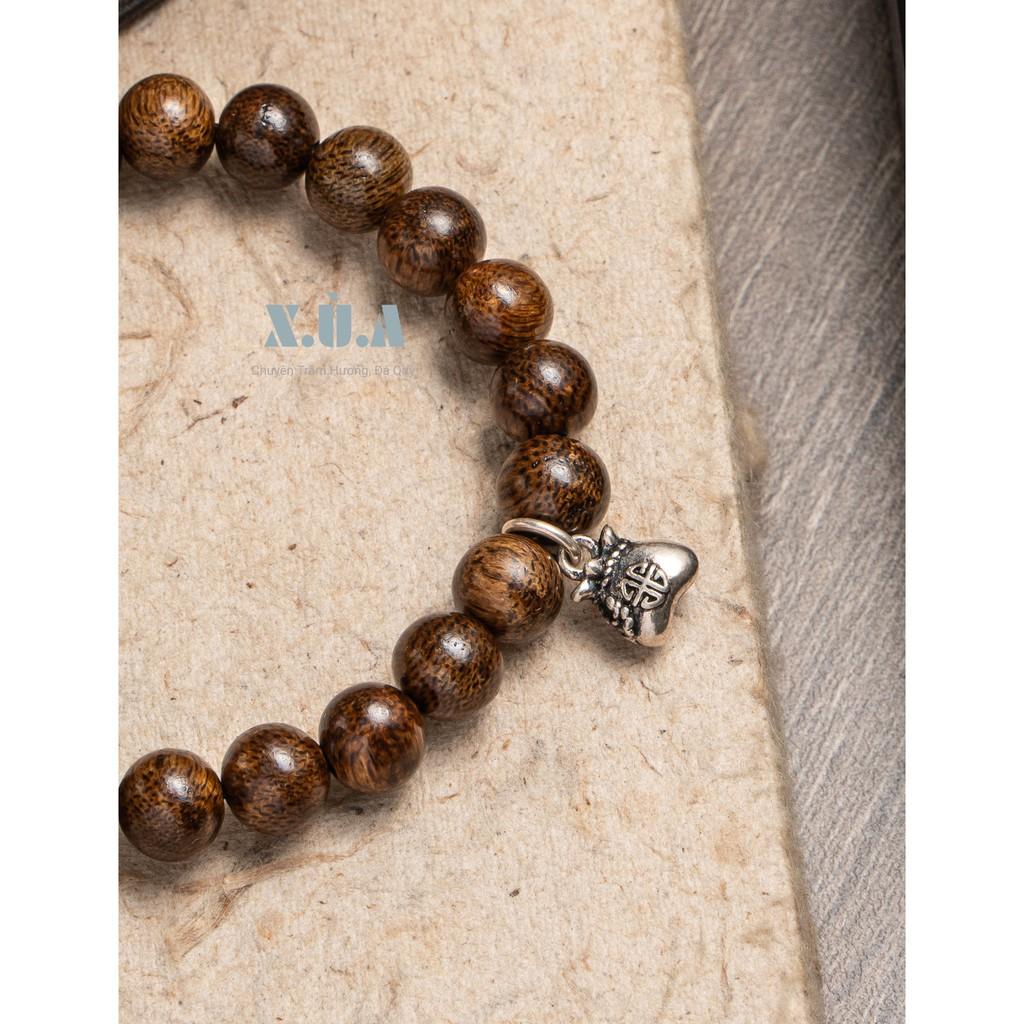 Vòng Tay Trầm Hương Đính Charm XUA104 Tuyệt Đẹp || Cầu Tài Lộc