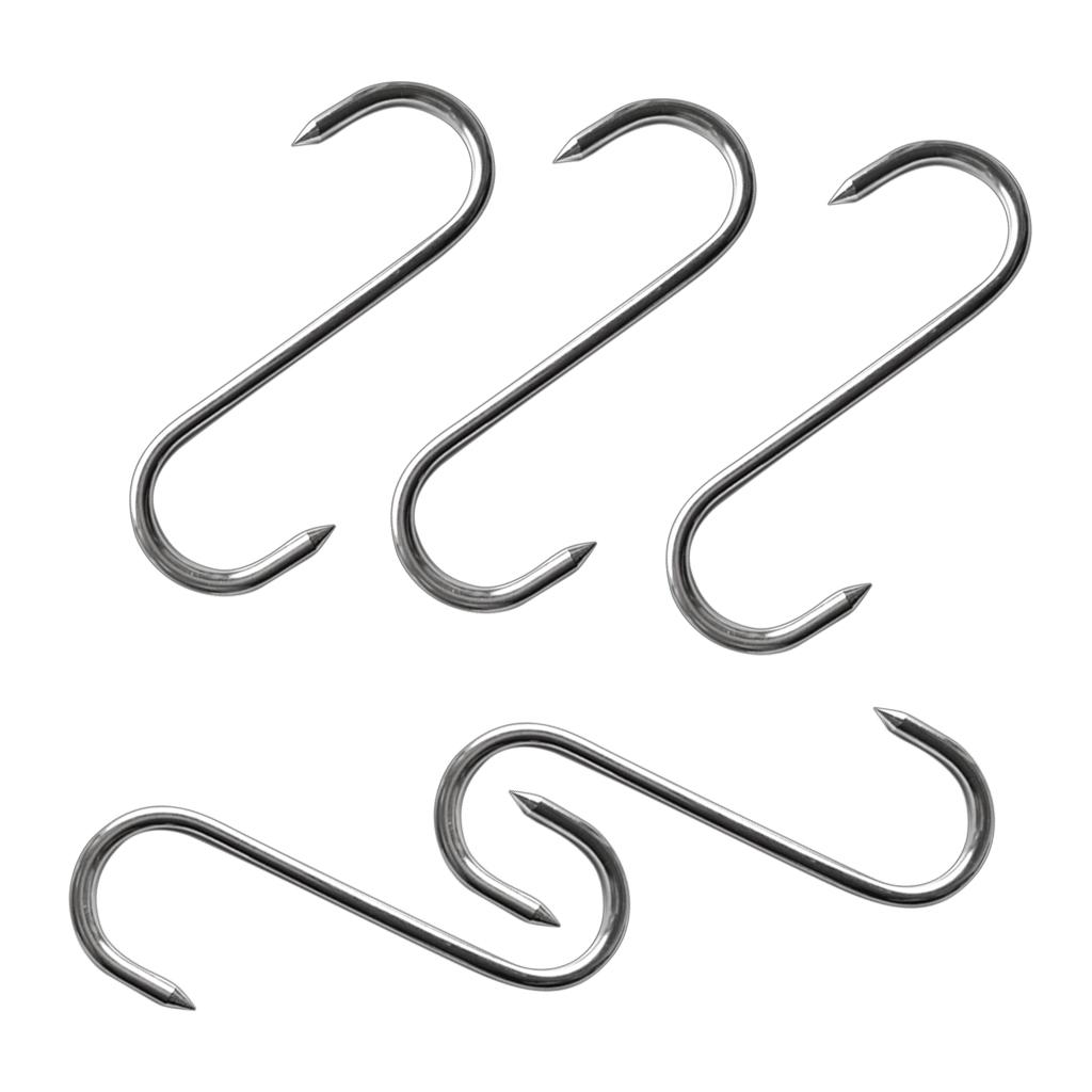 5 Pcs S Shaped Stainless Steel Hooks Kitchen Meat Hanger  Organizer