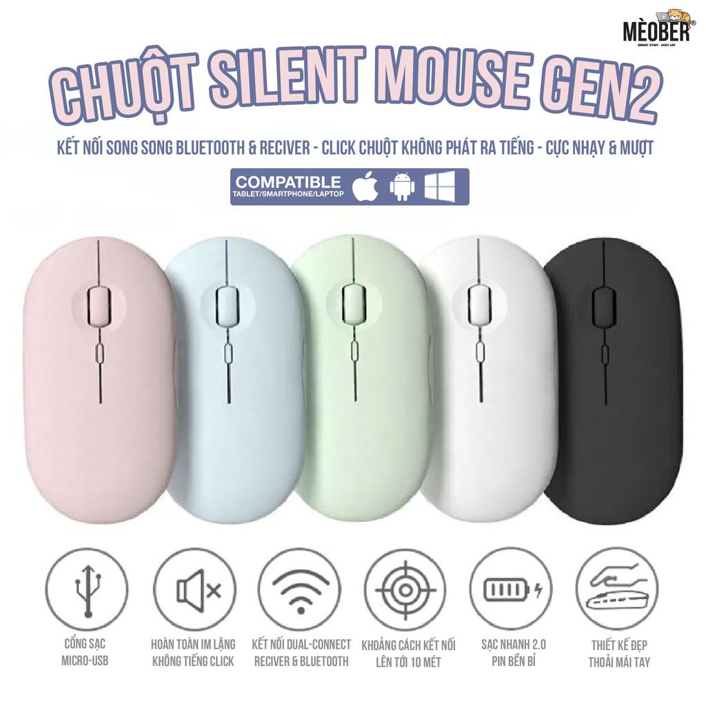 Chuột không dây Bluetooth Silent Mouse Gen2 - Nhỏ Gọn, Tối Giản, Pin Sạc Cao cấp
