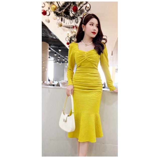 Đầm Thiết Kế Jeny Dress Chất Liệu Vải Gân Hàn Cao Cấp - Váy Thiết Kế Chất Liệu Co Giãn
