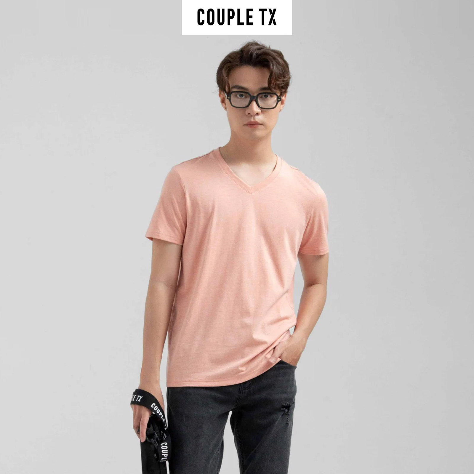 COUPLE TX - Áo Thun Nam Cổ Tim Slim Fit Basic MTS 1230