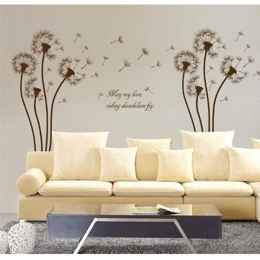 Decal trang trí hoa bồ công anh đen
