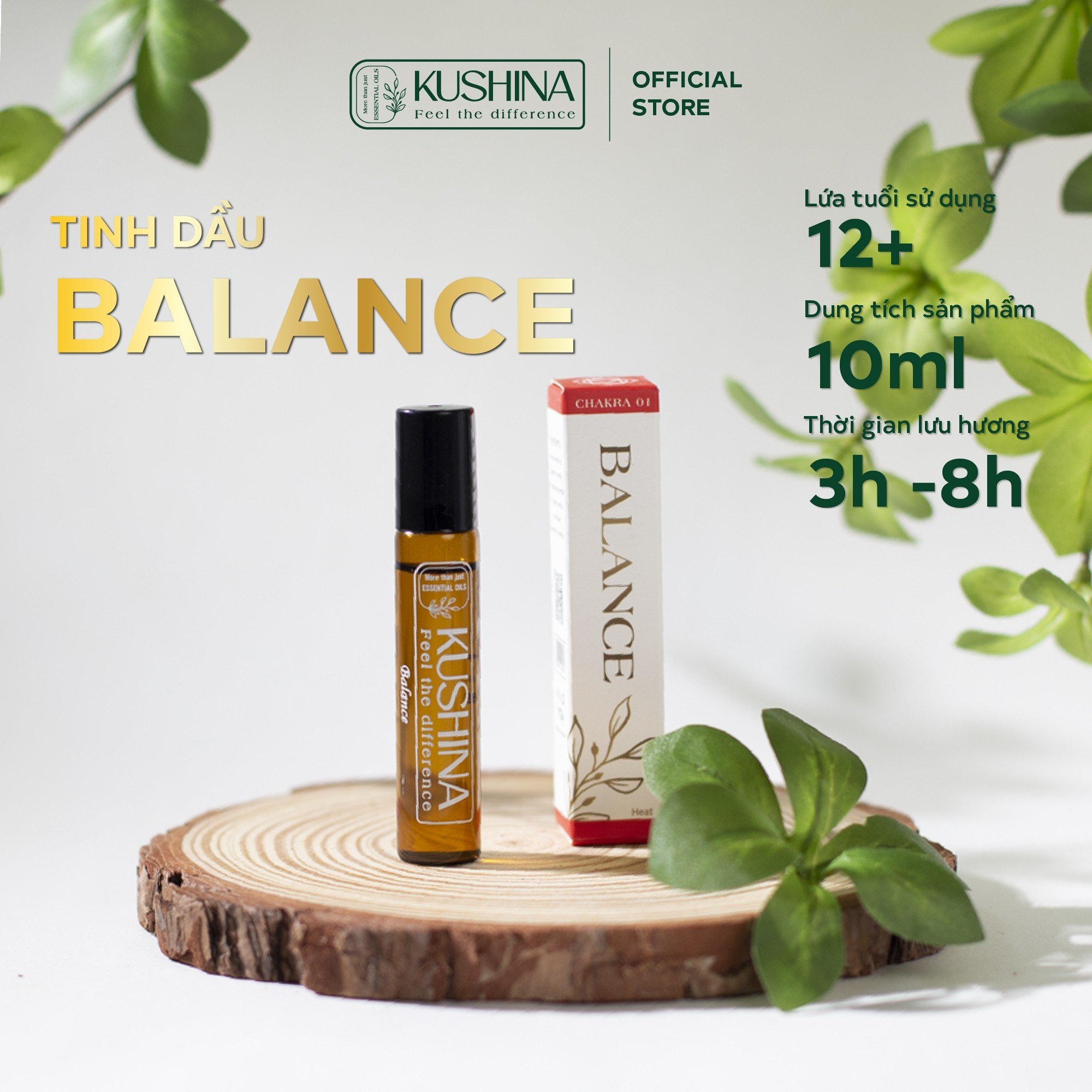 Tinh dầu lăn dược liệu cân bằng Kushina giúp ngủ ngon giảm căng thẳng 10 ml