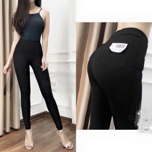 Quần legging warm cao cấp 2 túi sau sang chảnh