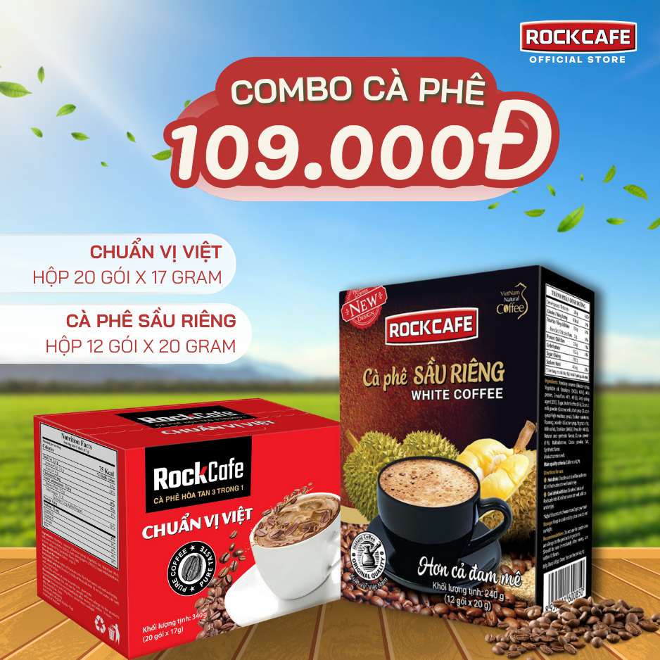 [CB] 2 hộp: Cà phê Sầu riêng (12 gói x 20gr) + cà phê Chuẩn Vị Việt (20 gói x 17gr)