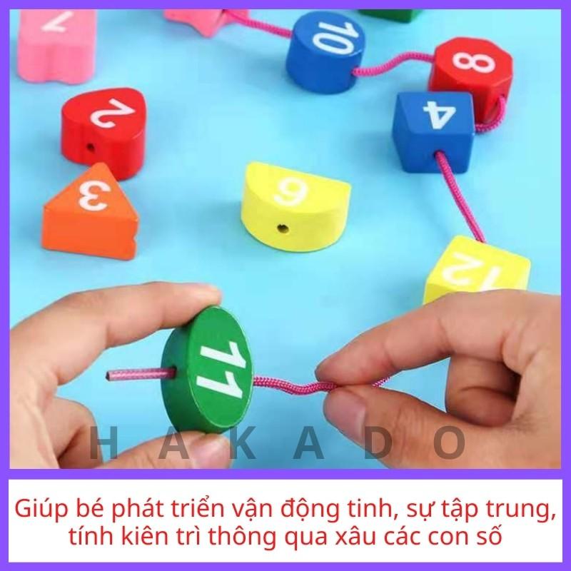 Đồ chơi gỗ đồng hồ xâu hạt thả hình phát triển kỹ năng cho bé