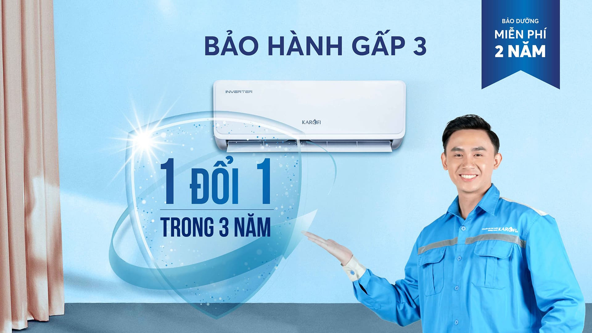 Máy lạnh iventer Karofi I1C09,  9000BTU - Hàng Chính  Hãng - Giao hàng và lắp đặt miễn phí toàn quốc