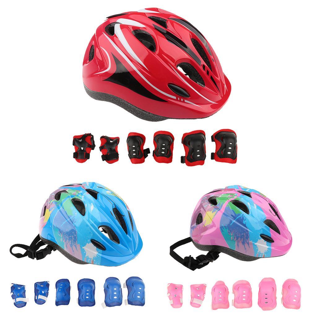 2x7 Pieces Kid Child Roller Skating Bike Knee Wrist Guard Elbow Pad Set Pink